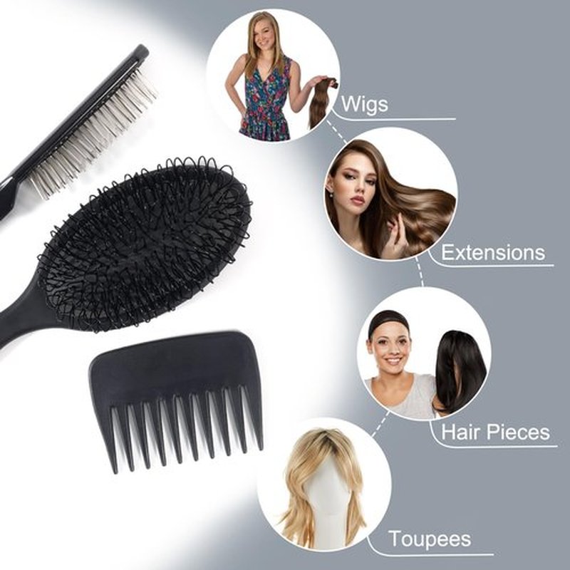SIMPOR Wig Brushes for Synthetic, Hair Wig Comb Set, 3 Row Wire Brush Hair Extension Wire Loop 3 PCS