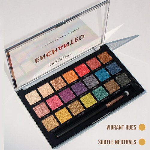 Profusion Cosmetics Enchanted 21-Shade Eyeshadow Palette – Richly Pigmented, Matte & Shimmer Finishes with Professional Brush, Vegan & Cruelty-Free