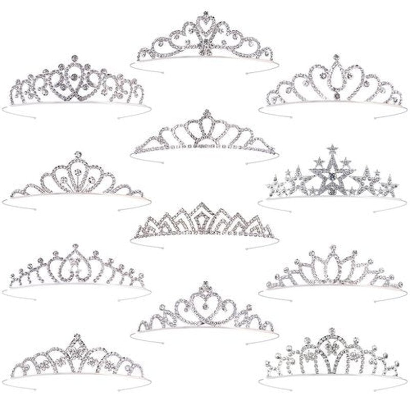 Tihebax 12 Pcs Tiaras Crowns Headbands for Women Girls Silver Princess Tiara Bulk Crown Tiaras Rapunzel Crown for Wedding Birthday Crystal Tiara for Prom, Bride, Pageant, Halloween