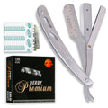 Equinox Straight Edge Razor - Includes 100 Single Derby Blades - Professional Manual Shaver - Stainless Straight Razor Steel - Ideal for Close Shaving - Stainless Straight Razor