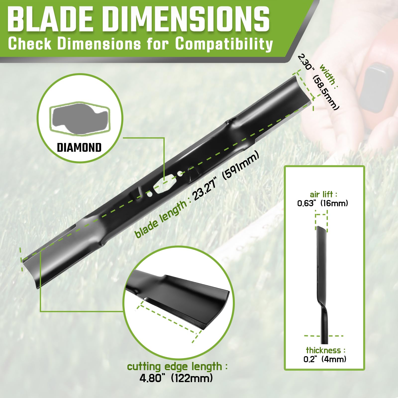 GardTok Low Lift Mower Blades for Cub Cadet MTD 742-05510-L 46 Inch Deck