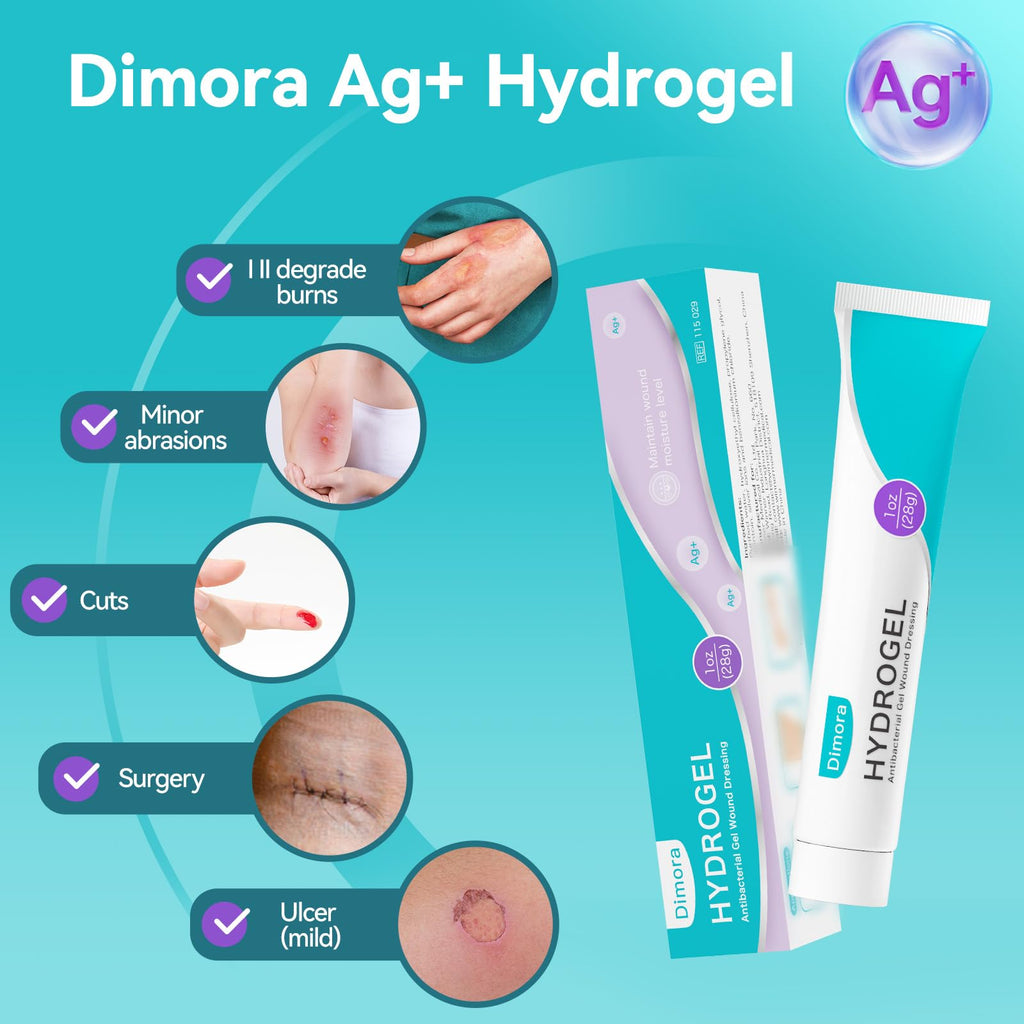 Dimora Silver Hydrogel Gel Wound Dressing-3 Packs 3oz (28gx3), Silver Hydrogel First Aid Ointment for Soothing & Wound Healing, Silver Hydrogel Care for Minor Abrasions, Cuts, Lacerations and Scalds.