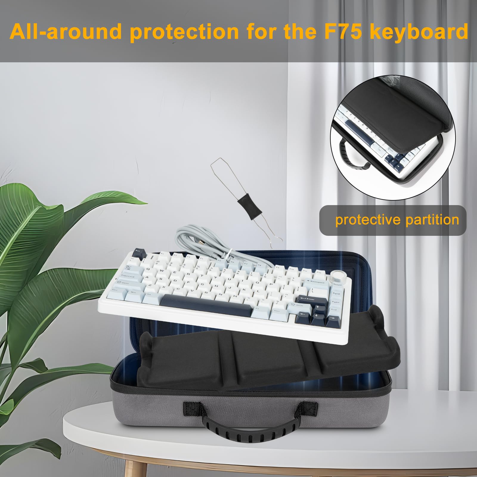 XINGFUDAO 75% Keyboard Case,Hard Carrying EVA Case for Aula F75 Wireless Mechanical Keyboard,Compatible with ASUS ROG Azoth 75% Wireless DIY Custom Gaming Keyboard