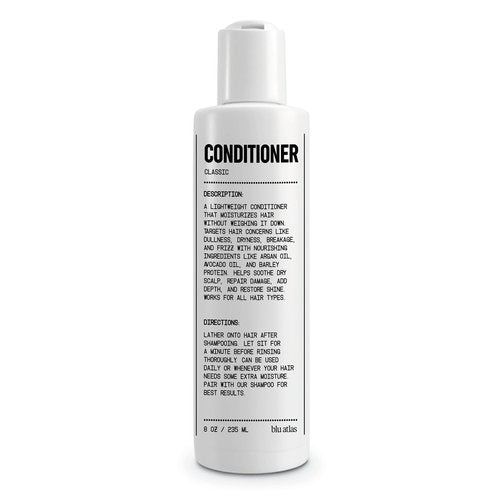 Blu Atlas Men's Natural Conditioner – Organic, Sulfate-Free, Paraben-Free – Deep Moisturizing & Scalp Soothing – Classic Scent (Bergamot, Sage, Patchouli) – Made in America – 8 oz