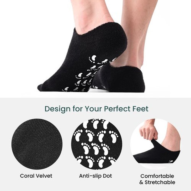 Silicone Moisturizing Socks for Women & Men - Promifun 2 Pairs Moisturizer Socks for Dry Cracked Feet - Cracked Heel Repair - Heel Socks for Cracked Heel Treatment (W 6-9 / M 5-8, Black)