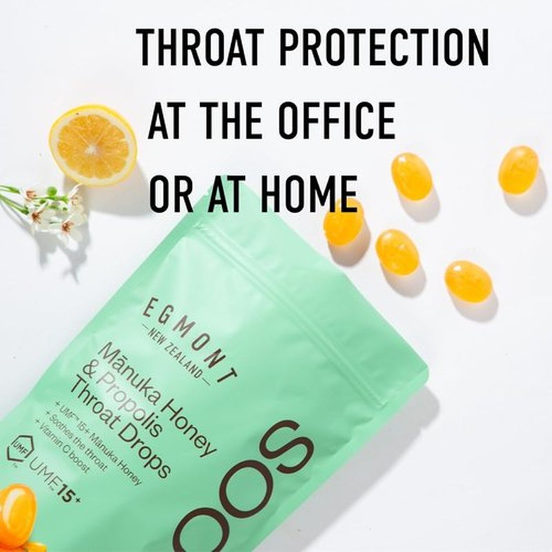 Egmont Honey Manuka Honey & Propolis Throat Drops - UMF 15+ New Zealand Honey with Vitamin C | 15 Count for Natural Soothing Relief