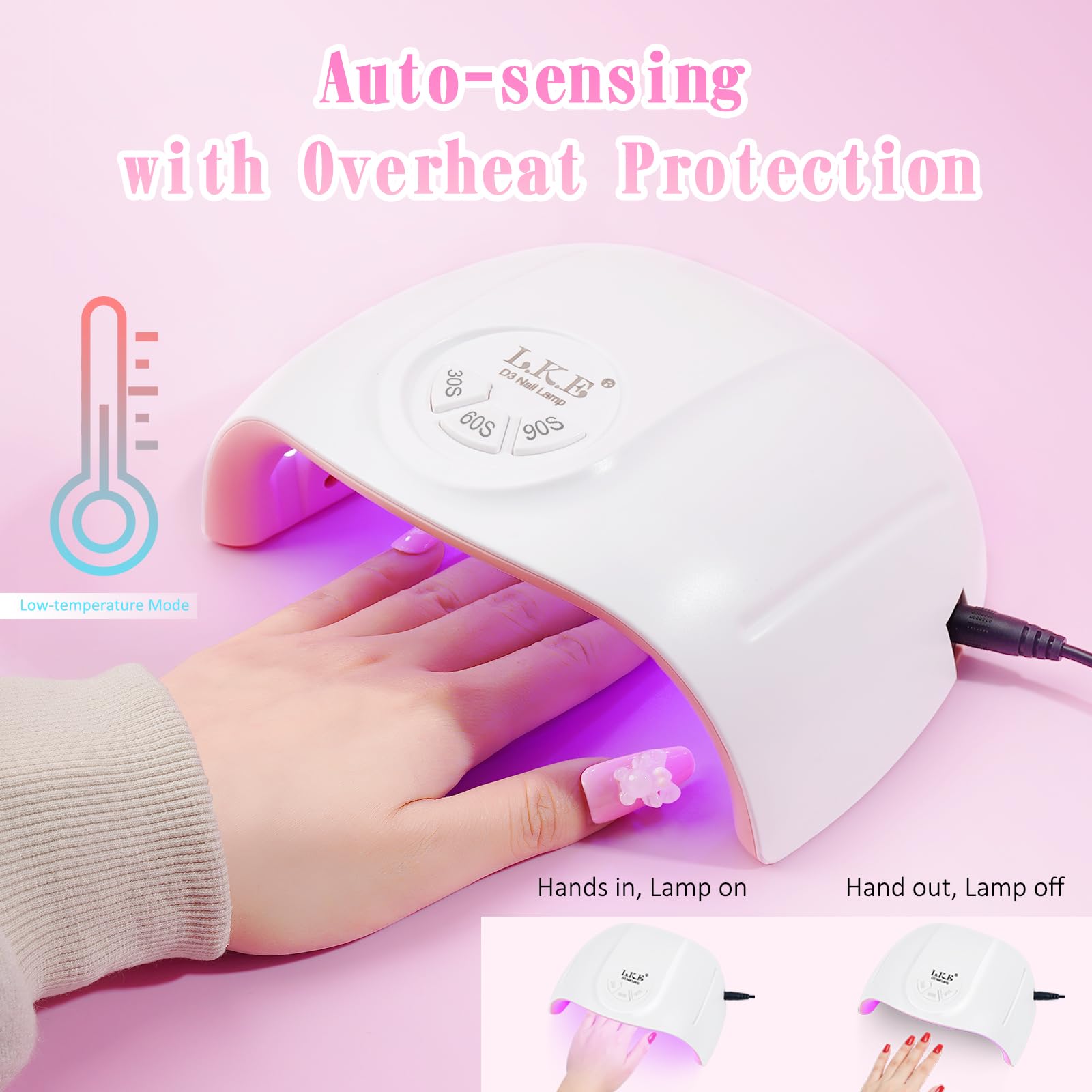 Wisdompark UV Nail Lamp, 72W UV Light for Gel Nails with 21 LED Lights Nail Lamp 3 Speed Timer Fast Curing Poly Gel Polish, Professional Manicure Lamps for Home Salon Nail Art Tools