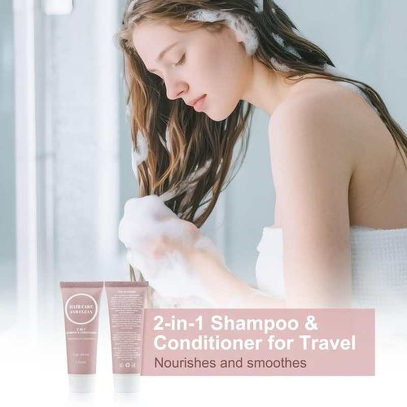 Travel Shampoo & Conditioner, 2 in 1 Shampoo Set Bulk, Small Mini Trial Size Men Women Essential Cleansing Toiletries Amenities for Hotel, Shelter/Homeless/Nursing Home/Charity 1 Fl Oz (Pack of 30）