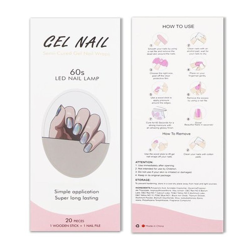 JMEOWIO Gel Nail Stickers Blue Purple Glitter Semi Cured Gel Nail Strips Wraps UV/LED Nails Art Design Decoration Accessories