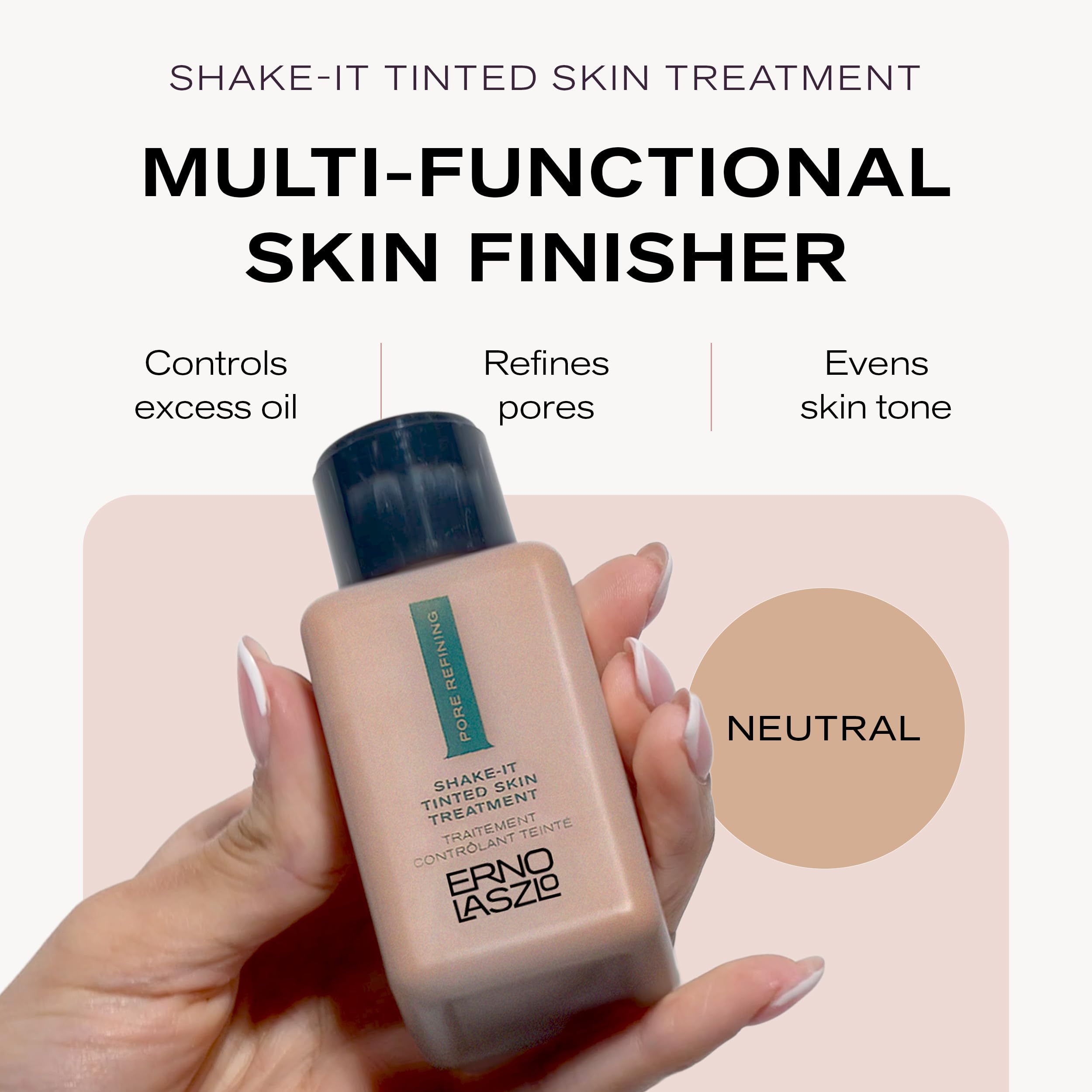 Erno Laszlo Shake-It Tinted Skincare Finisher, Neutral Face Tint for Lighter Complexions, Even Skin Tone & Refine Pores - Pore Minimizer for Face with Natural Matte Finish (3 Fl Oz) Tinted Moisturizer