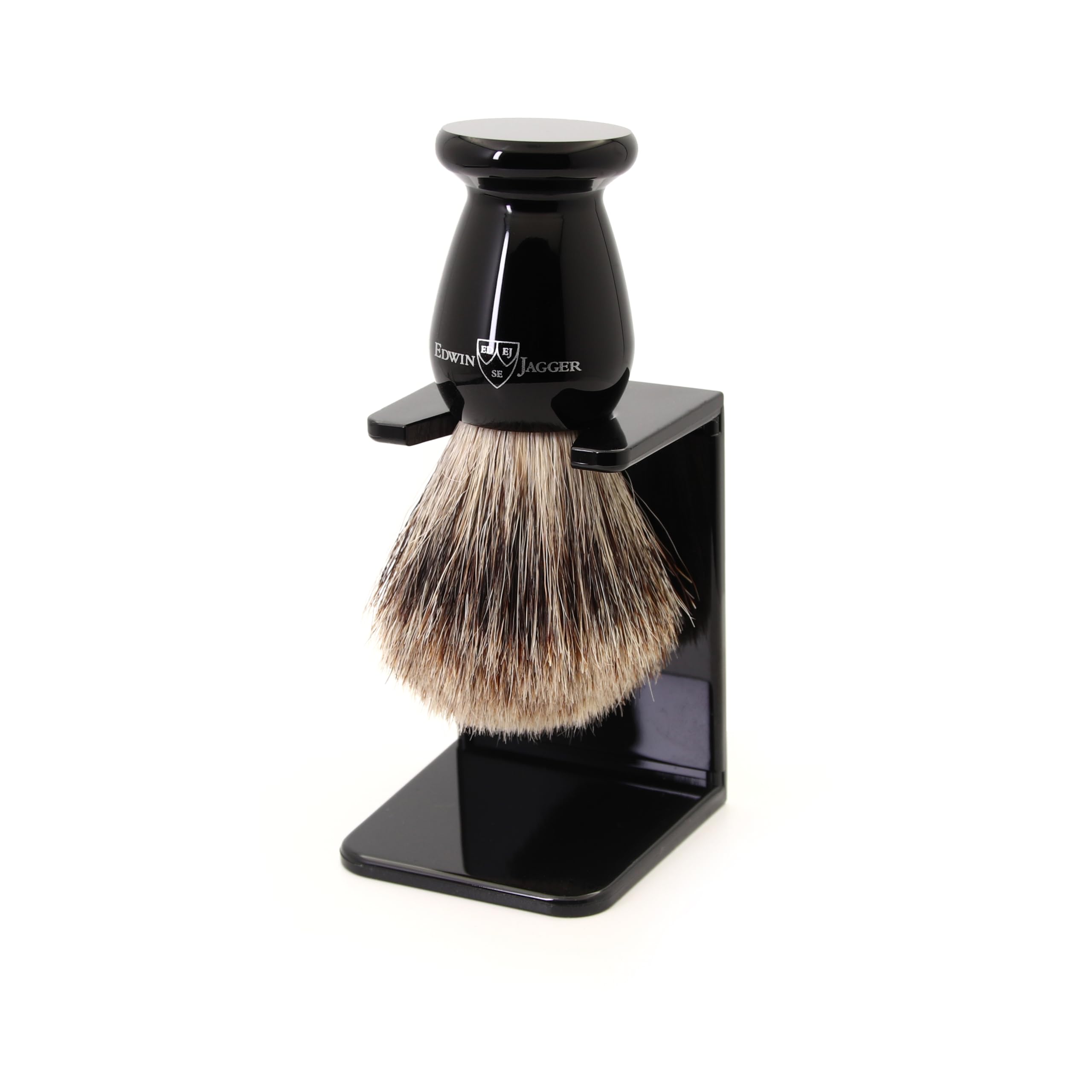 Edwin Jagger Best Badger Shaving Brush with Drip Stand, Imitation Ebony, Medium