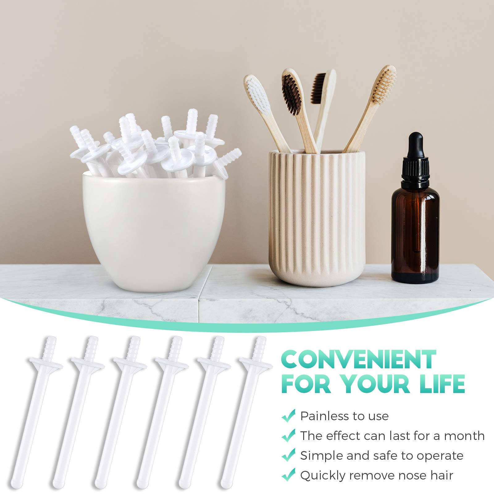 50 Pieces Nose Wax Sticks Applicators Plastic Wax Rod Wand Strips Nostril Cleaning Removal for Men Women Cleaning Nostrils Nasal and Removing Hair