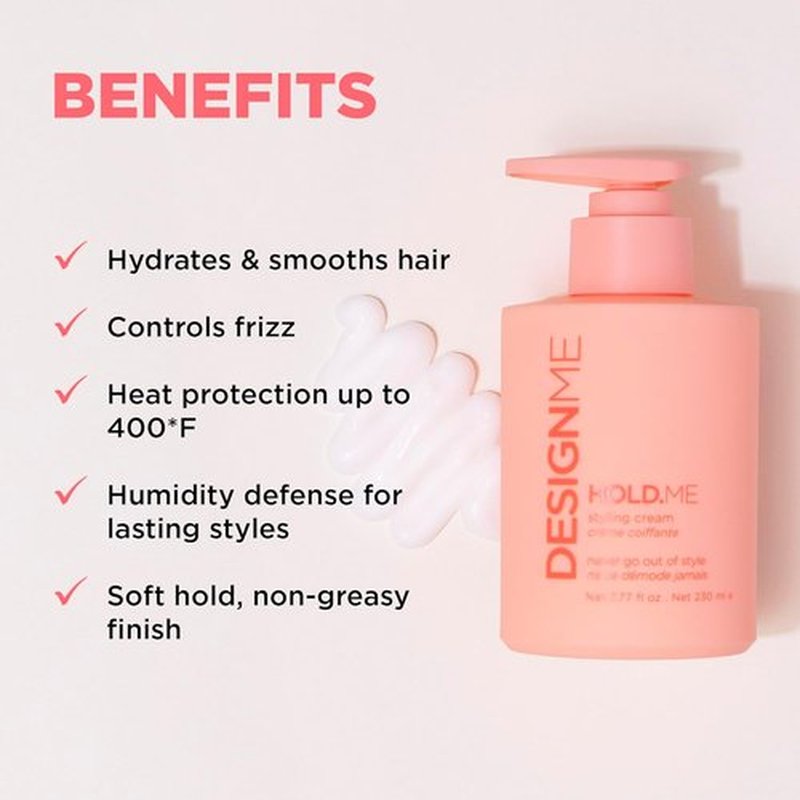 Design.Me HOLD.ME Styling Cream - Smoothing Hair Cream for Sleek Blowouts | Hydrating, Frizz Control & Shine | Soft Hold for All Hair Types
