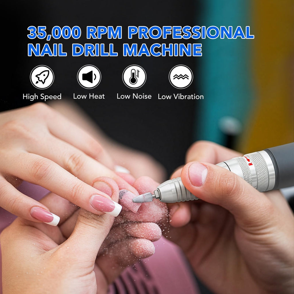Nail Drill Handpiece for UP200, KUPA Manipro KP55, KP60, KP5000 Machine, 35000RPM Professional Electric Nail File Handle Replacement 3 Pins for Manicure Art Tool, Low Noise and Smooth (Only Handpiece)