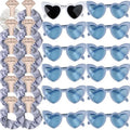 Clcnsusilk Satin Bridesmaid Proposal Gifts Scrunchies Bachelorette HairTies Set of 12 sunglasses Bridal Shower No Damage Hair ties ideas Gift for Wedding Party Favors (12pcs White&Dusty Blue)