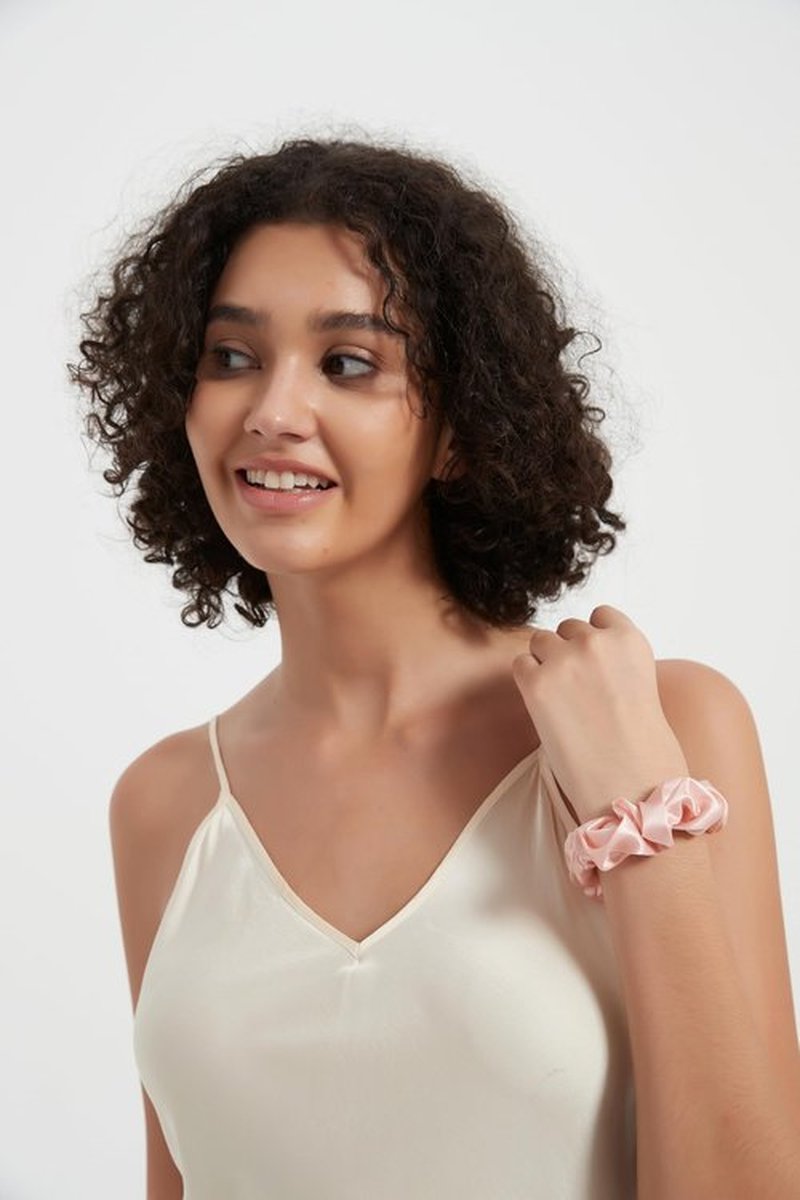Alaska Bear 100% Mulberry Silk Hair Scrunchies, Elastic Bobbles Hair Ties Band for Women Hair Care(3pcs, Pink, Silver, Ivory)