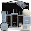 Body & Earth Gift Baskets for Men 8pcs Mens Grooming Sets with Leather Scent Gift Sets for Christmas Gifts for Men