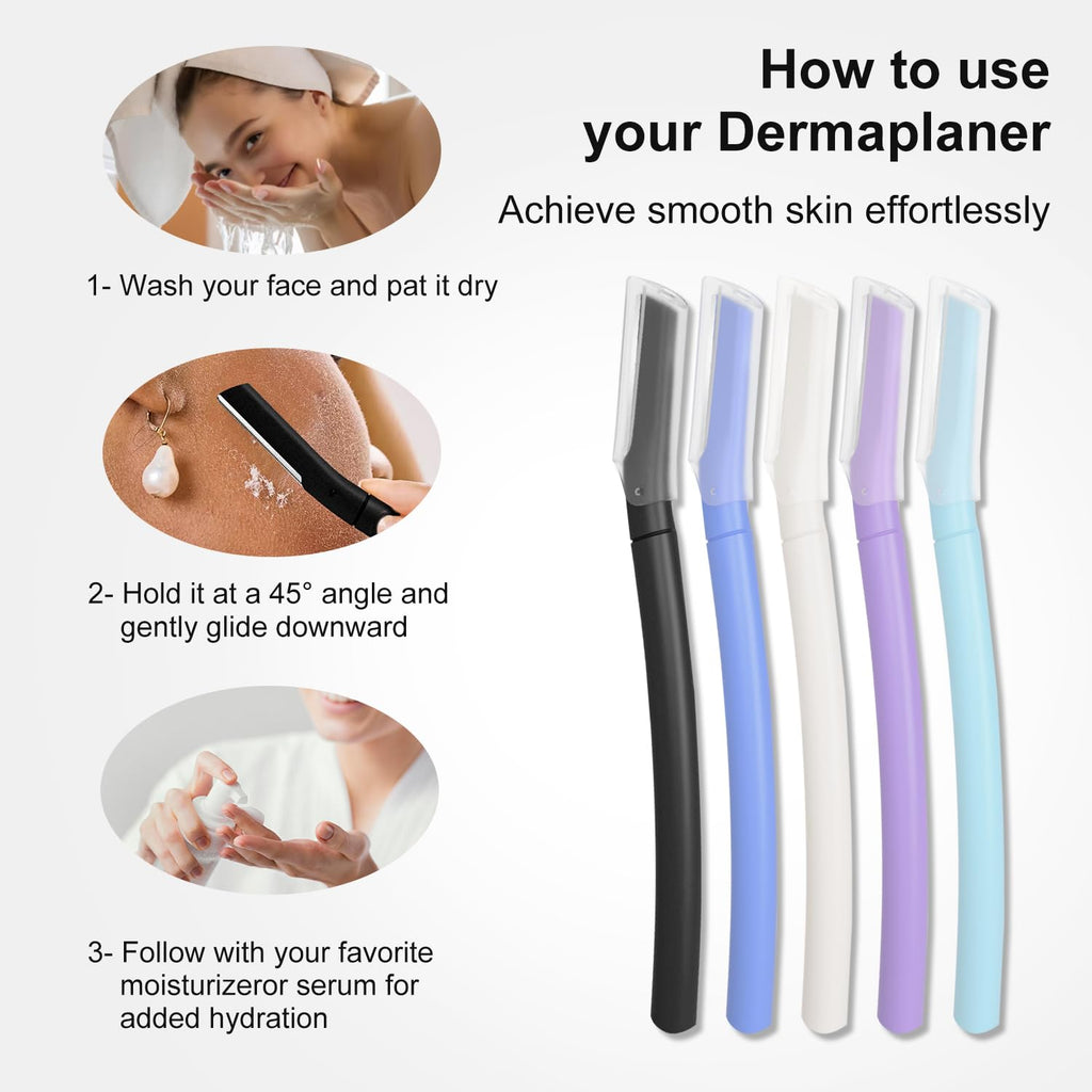 Dermaplane Razor for Women, Facial Razor, Peach Fuzz Remover, 10ct Black
