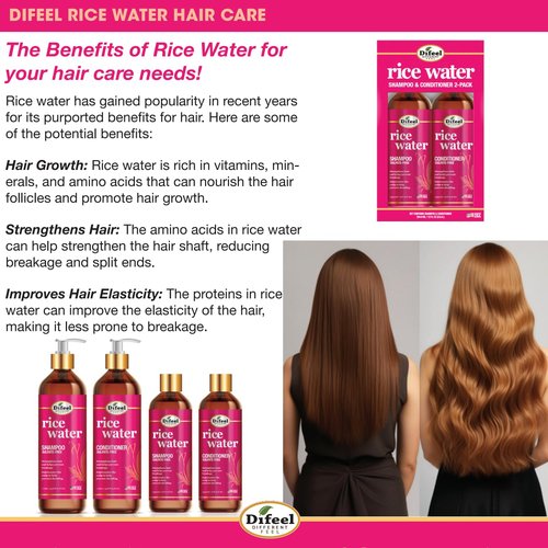Difeel Rice Water Premium Hair Oil 8 oz. - Strengthening Rice Water Moisturizer for Hair