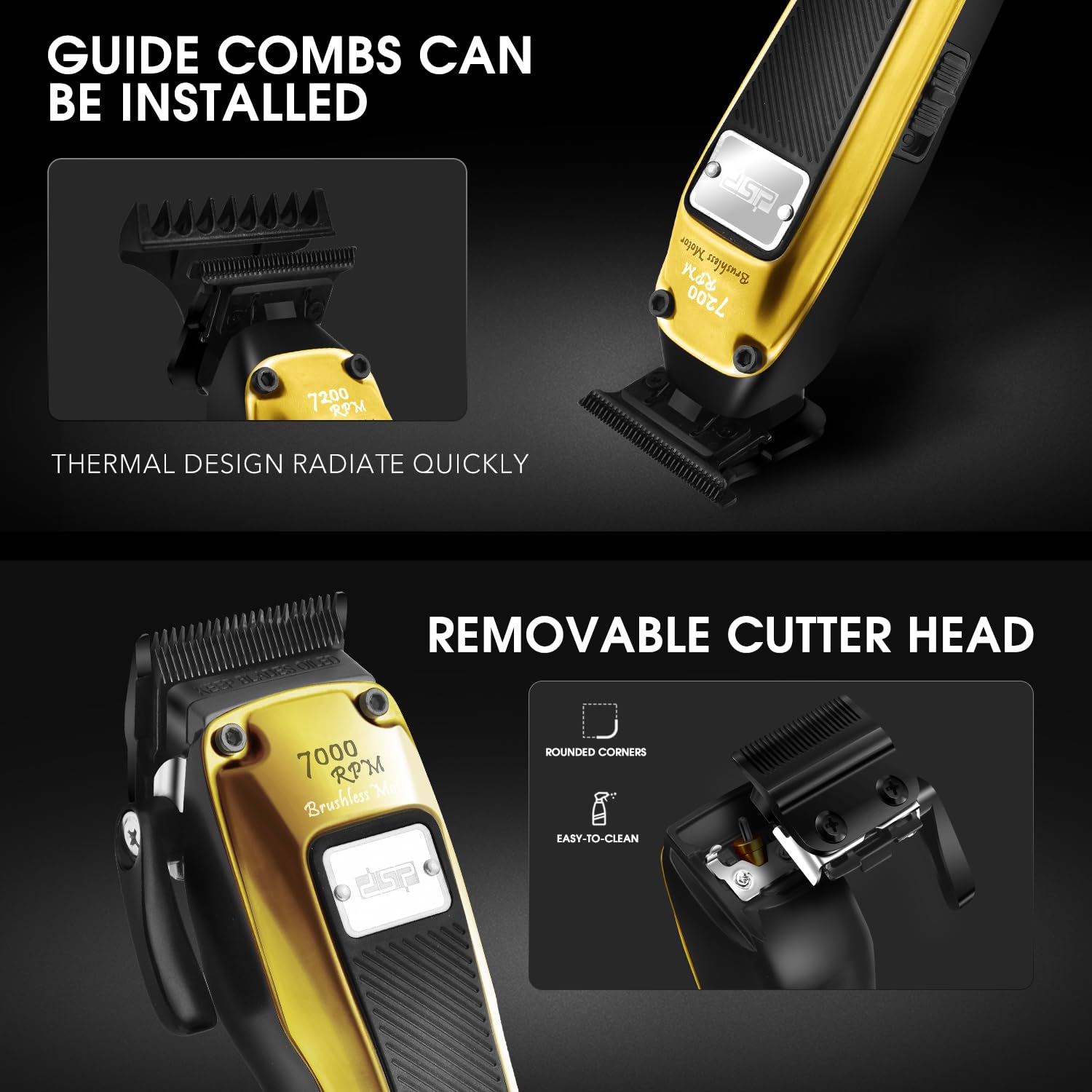 DSP Professional Beard Trimmer for Men, Cordless Trimmer Barber, BLDC Motor & DLC Coated Blade, Bald Head Clipper for Men