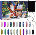 Christmas Crystal Advent Calendar 2025 | Healing Stones Kit with Necklace Holder & Storage Bag