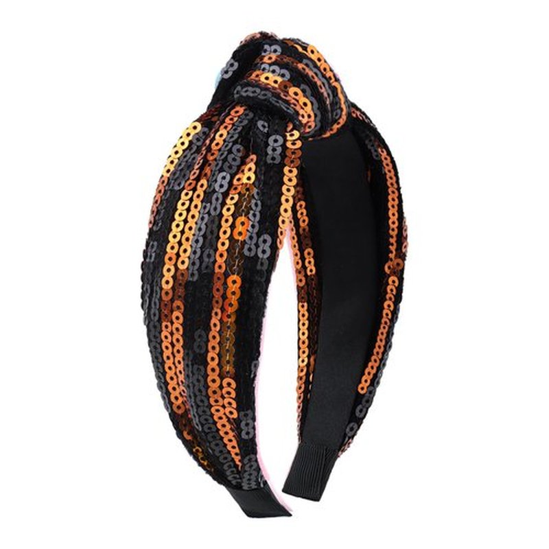 Lanmerry Halloween Baby Girl Headbands with Bows Knotted Headband for Women Sparkly Headbands Girls Fashion Gifts Girls Glitter Sequins Hair Accessories