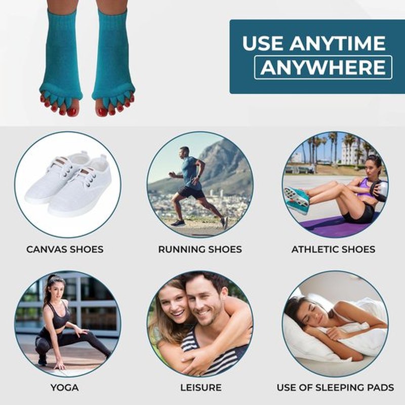 Happy Feet Toe Separator Alignment Socks - Comfortable Toe Separator Socks Massage Socks – Prevent Foot Cramp and hammertoes (Teal)
