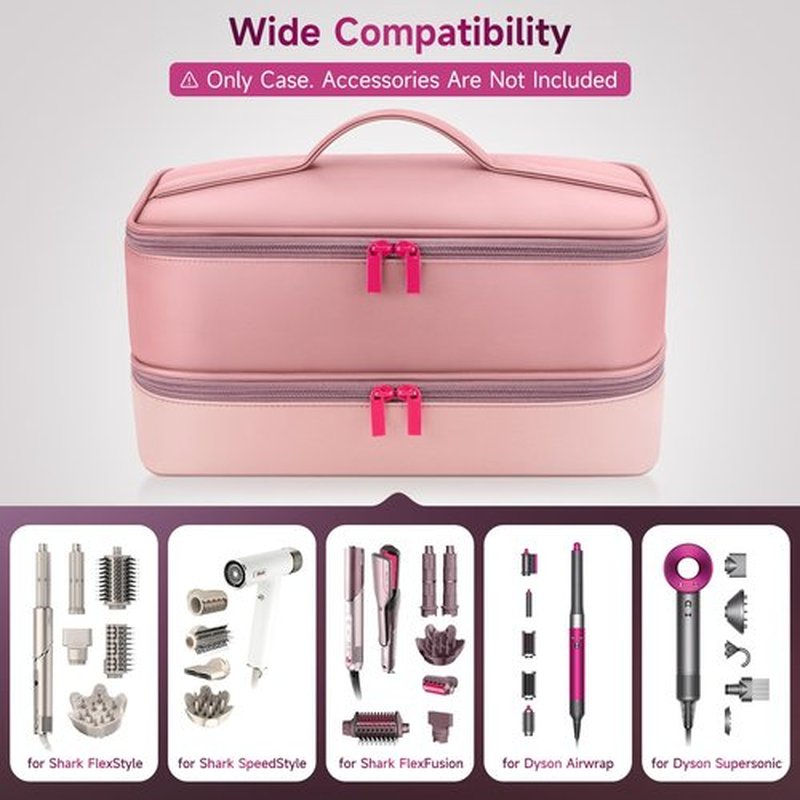 Adworte Travel Hair Dryer Case for Shark FlexFusion, Portable Hair Tools Bag, Double-Layer Storage Carrying Case for Shark FlexStyle Blow Dryer, FlexFusion & Fusion Air Straightener Attachments Holder