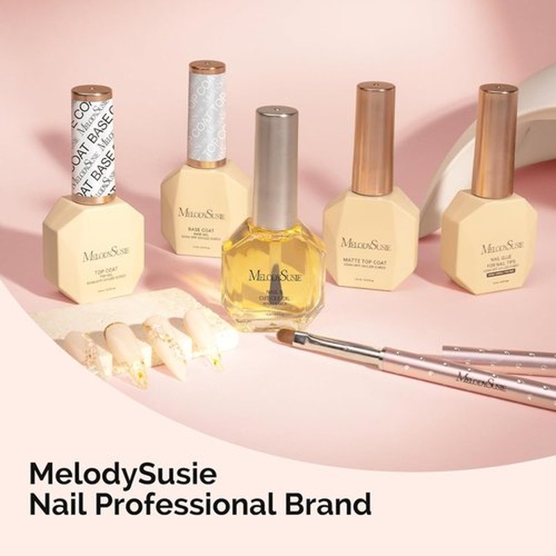 MelodySusie Top Coat & Base Coat Set - No Wipe Glossy Finish, Long Lasting Shine | 2 Pcs 15ml Clear Nail Polish Kit