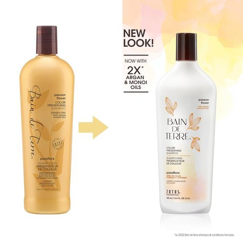Bain de Terre Color Preserving Shampoo & Conditioner Set - Passion Flower | Protects Color-Treated Hair | 13.5 Fl Oz