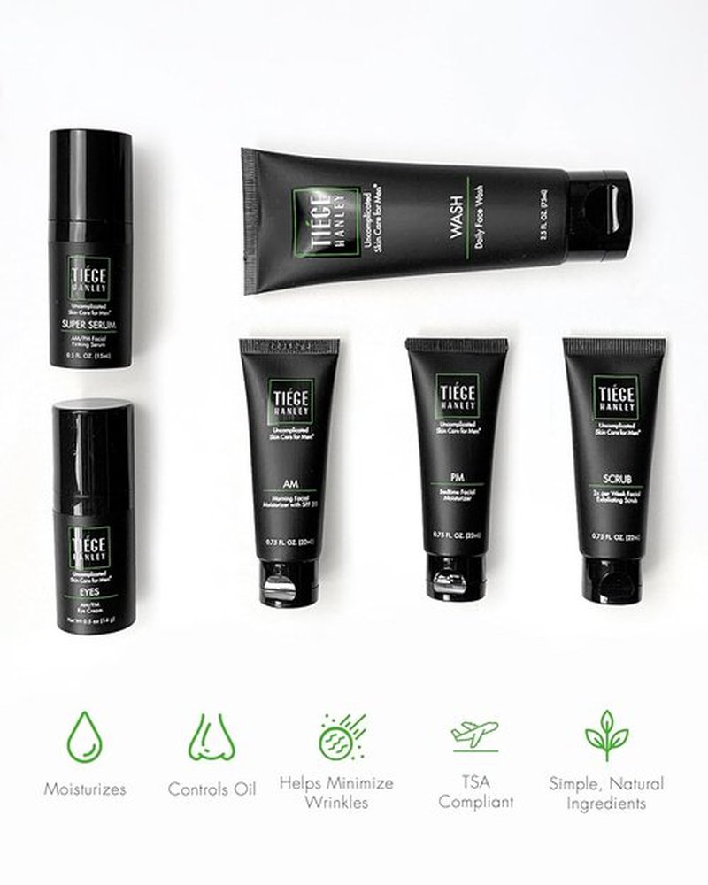 Tiege Hanley Skin Care Set for Men - Anti-Aging Routine Level 3 | Daily Wash, Scrub, Moisturizers & Eye Cream