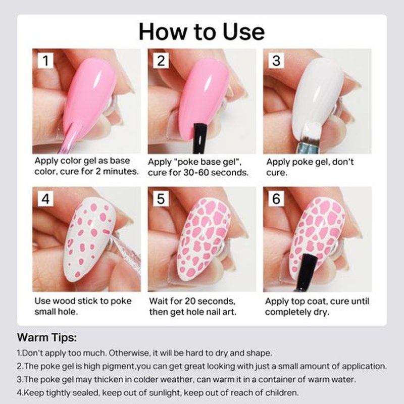 MIZHSE White and Black Poke Gel Nail Polish, with Professional Poke Foundation Gel and Brush Tool, Multifunctional Drawing Painting Nails Art Design Lace Letters Wave Flower Manicure DIY Home