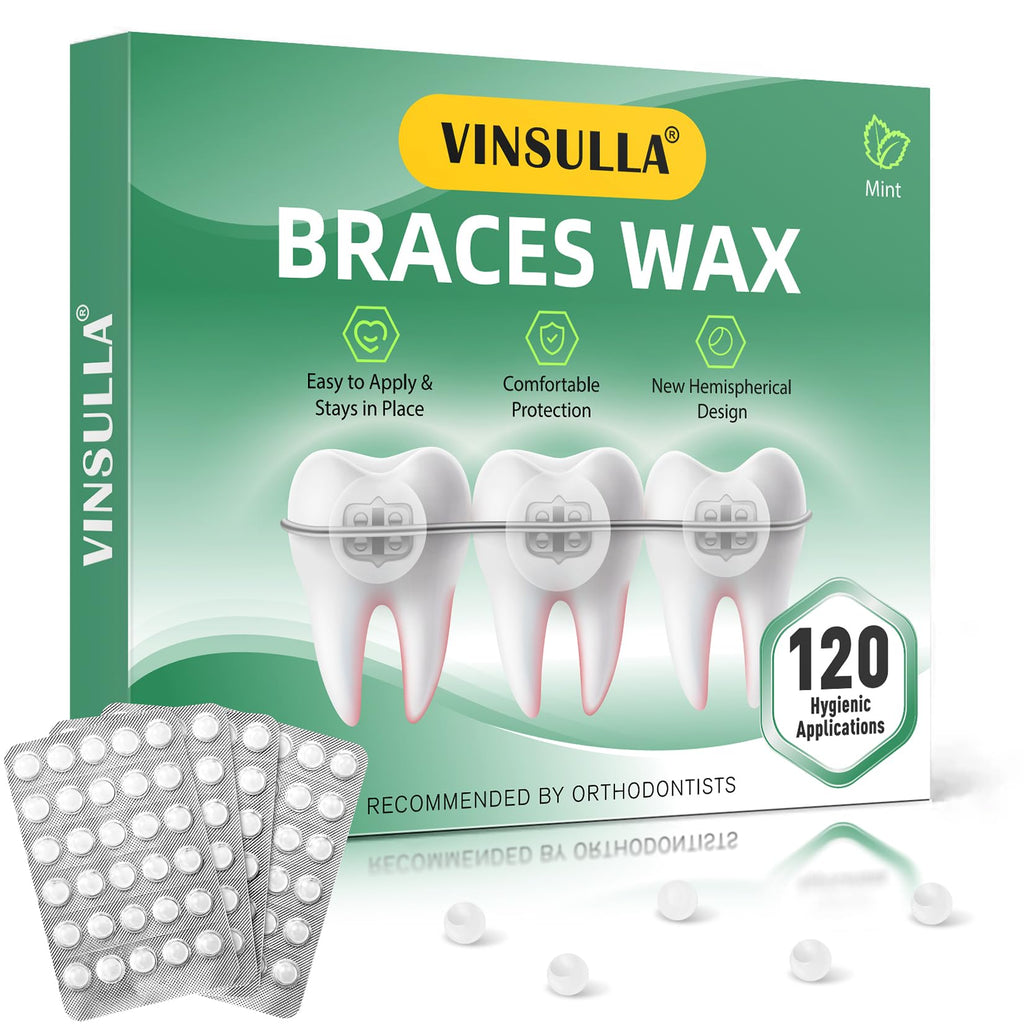 VINSULLA Orthodontic Wax for Braces Wax 120 Individual Hygienic Packaging Dental Wax Dots Mint