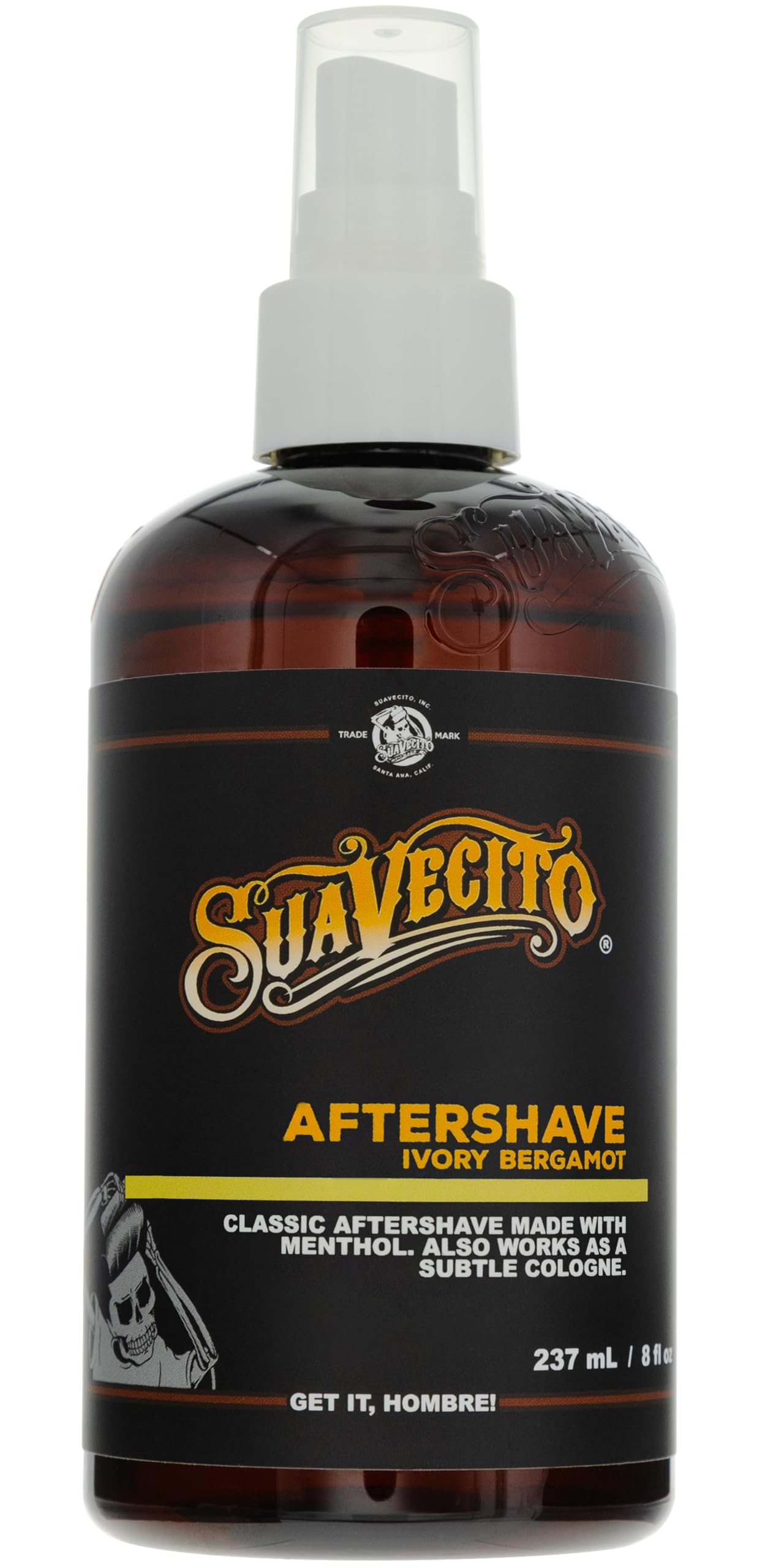 Suavecito Ivory Bergamot Aftershave 8 oz. Pump Spray Bottle - Soothes and hydrates Skin, Prevents Irritation, Helps You Feel Refreshed & Revitalized - Subtle Masculine Fragrance Throughout The Day