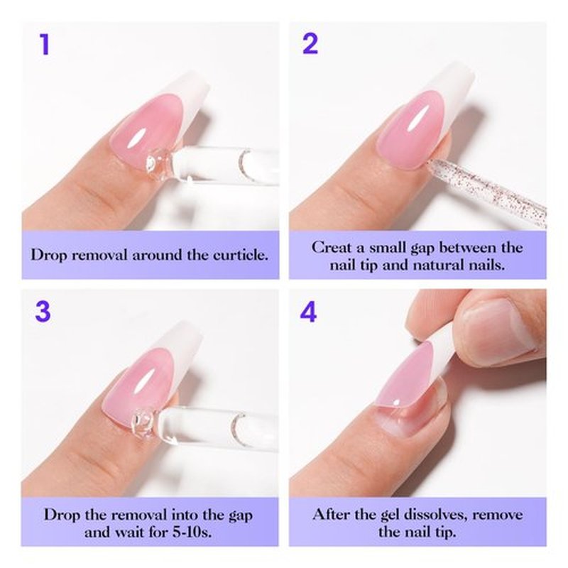 Gellen Nail Glue Remover for Press on Nails, 40ML UV Glue Remover, Non-Acetone Gentle Off for False Tips, Odorless Easy Debonder, Not for Gel Polish