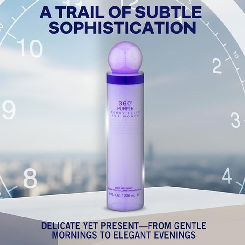 Perry Ellis 360 Purple Body Mist for Women - Refreshing 8 oz Fragrance Spray