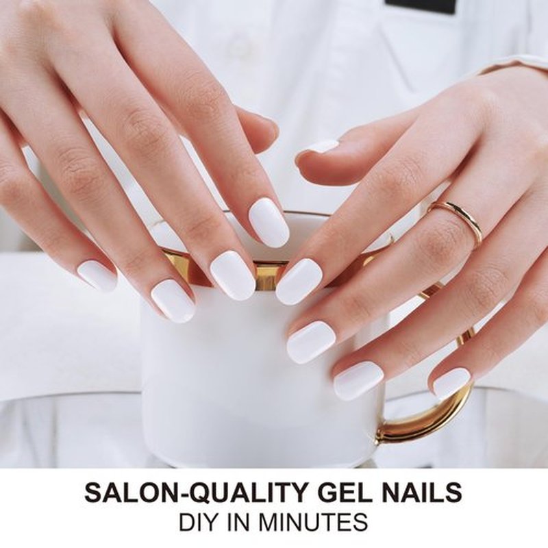 DANNI & TONI Semi Cured Gel Nail Strips (Pure White) Solid White Gel Nail Wraps 28 Stickers