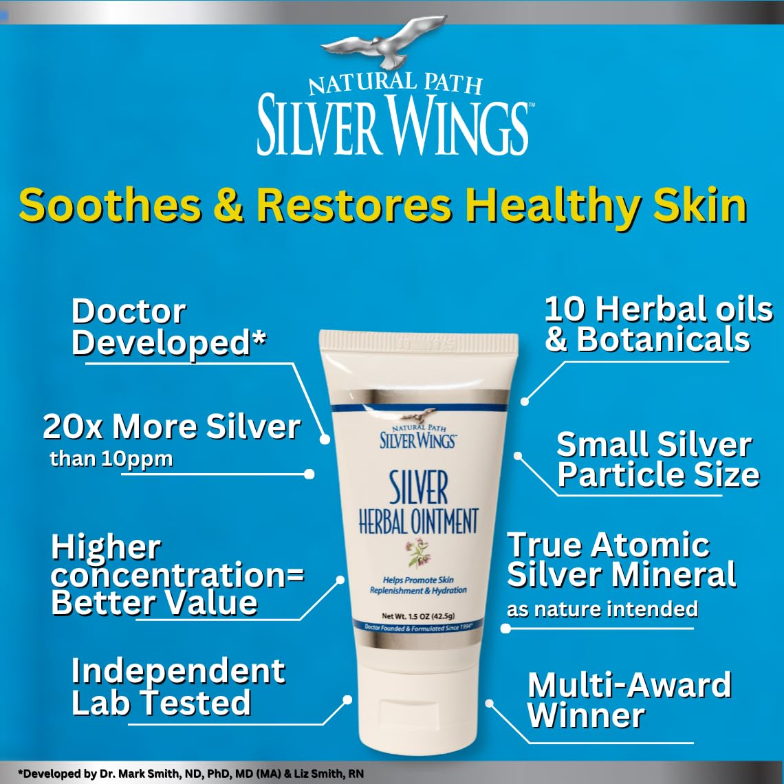 Natural Path Silver Wings 250ppm Silver Herbal Ointment - Nourishing and Moisturizing Skin Care 1.50oz