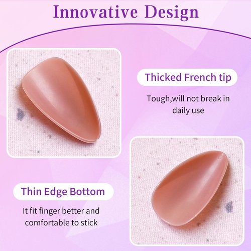 Lifextol 120pc White French Tip Press on Nails Medium Fake Nails Press ons &Adhesive Tab, False Acrylic Nail Press on Nail Almond Nail Tips Artificial Glue on Nails Fingernail Stick Nails
