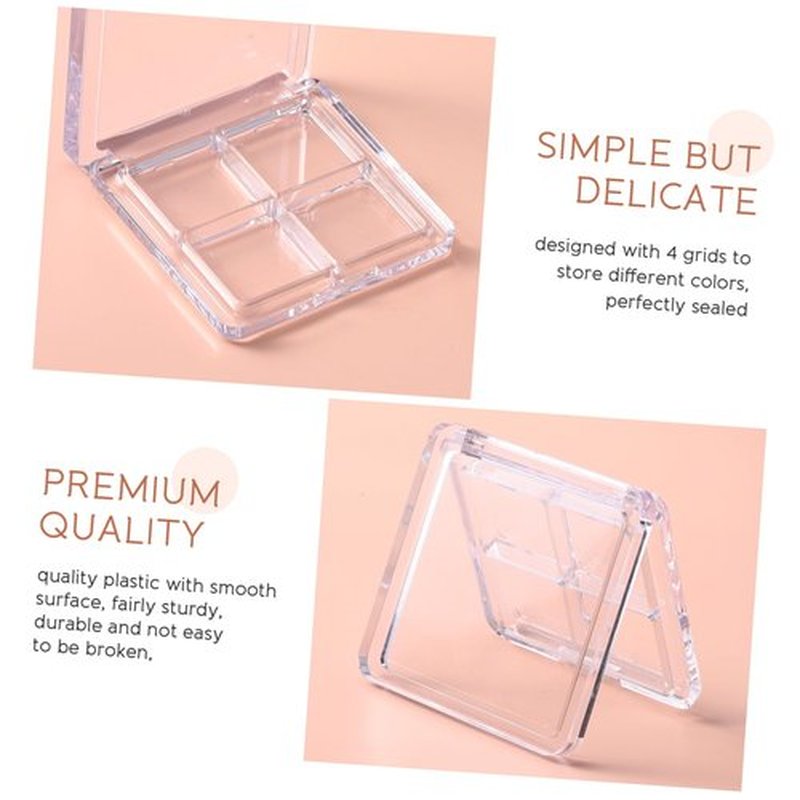 Beaupretty 4 Pieces Empty Eyeshadow Pallet 4 Grids Eye Shadow Lipstick Storage Case Box Clear Makeup DIY Cosmetic Organizer Container