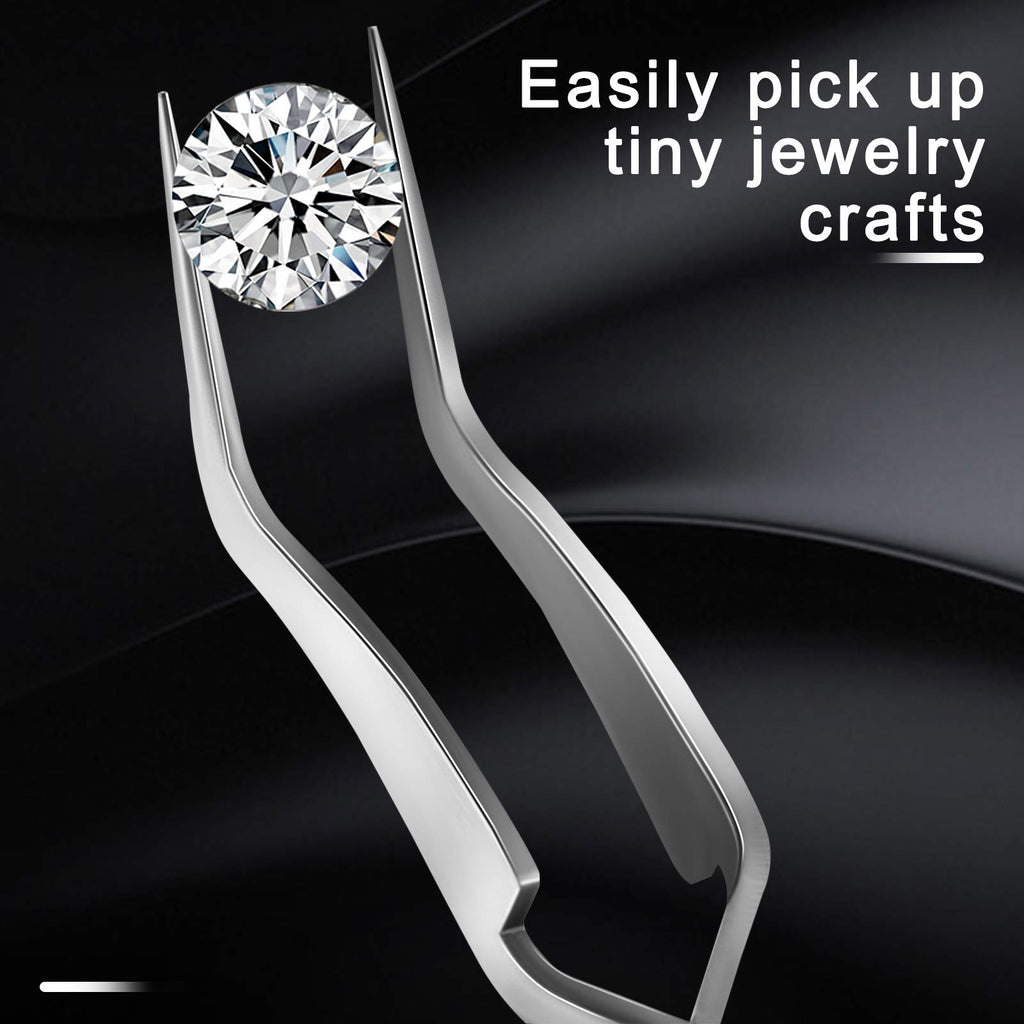 Honoson 6 Pcs Reverse Craft Tweezers Crossing Lock Curved Tweezers for Crafting, Stainless Steel Soft Grip Precision Reverse Grip Tweezer Fine Tip Tweezer for Stickers DIY Jewelry Beading Nail
