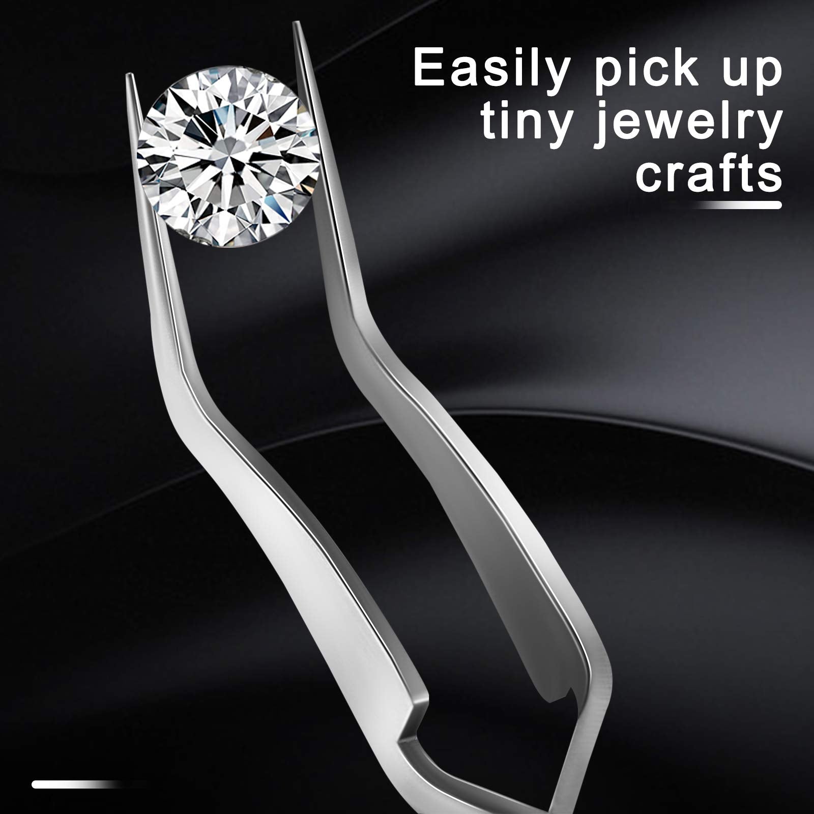 Honoson 6 Pcs Reverse Craft Tweezers Crossing Lock Curved Tweezers for Crafting, Stainless Steel Soft Grip Precision Reverse Grip Tweezer Fine Tip Tweezer for Stickers DIY Jewelry Beading Nail