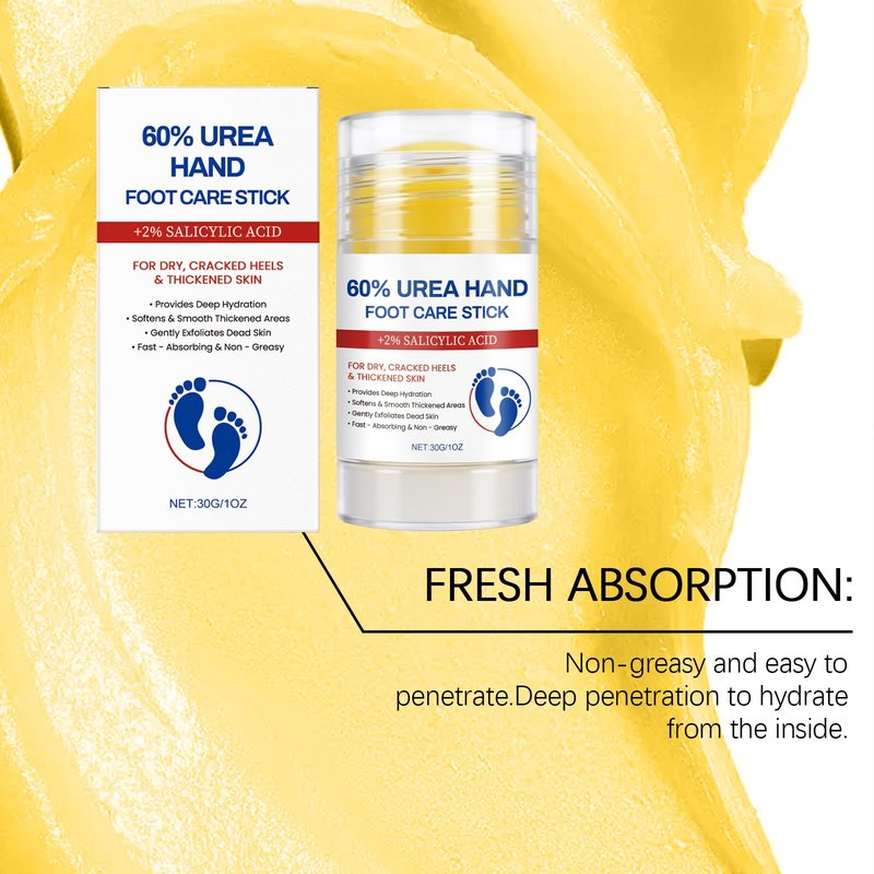 Yunmeng 60% Urea Cream with 2% Salicylic Acid Foot Balm, Portable Hand Cream, Foot Cream for Dry Cracked Heels and Feet Hand, Urea Heel Care Stick Callus Remover & Skin Softener, 1oz*2