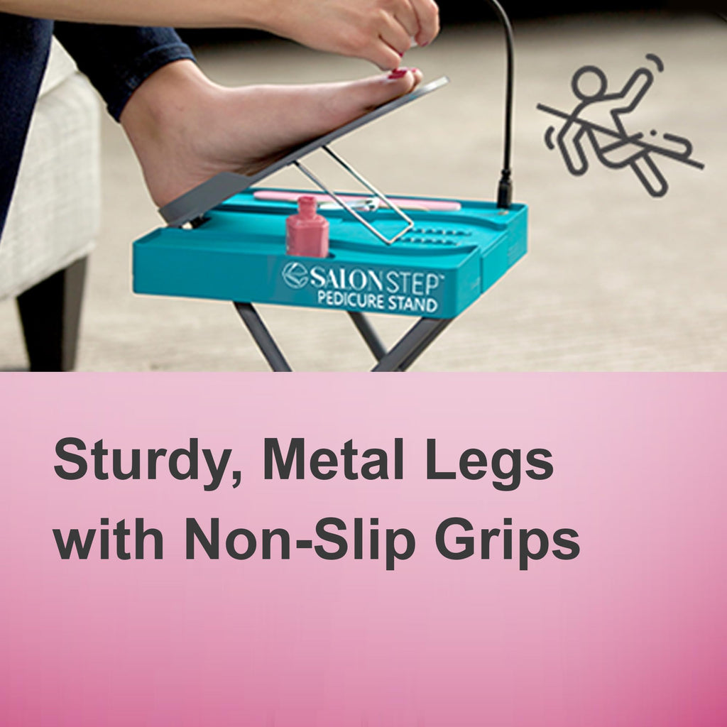 Salon Step The Beauty Footrest for Easy at-Home Pedicures, Treat Your Feet, No More Bending or Stretching with LED Magnifier, Drying Fan, Adjustable Foot Rest, Non-Slip Sturdy Legs & Built-in Storage