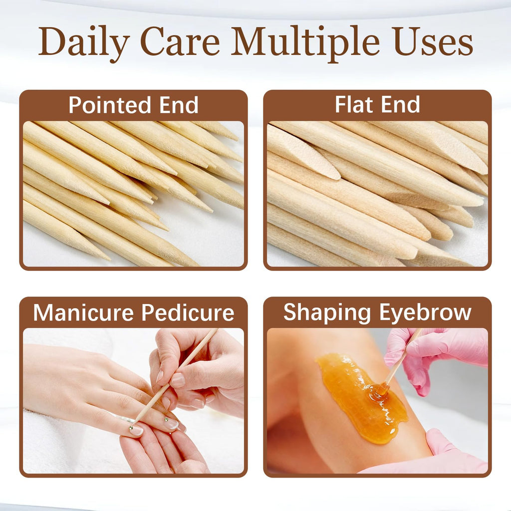 GOLD HONEY 500PCS Orange Sticks for Nails in Bags - 4.5 Inch Double Sided Orange Wood Sticks for Nails Used - Professional Manicure & Cuticle Remover - Manicure Pedicure Tool