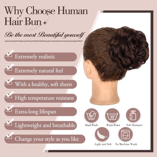 FREEMEIGE Messy Bun Hair Piece Human Hair Buns Hair Piece Claw Clip Bun Natural Curly Chignon Ponytail Fluffy Donut Updo Hair Pieces Messy Hair Buns Scrunchies for Women