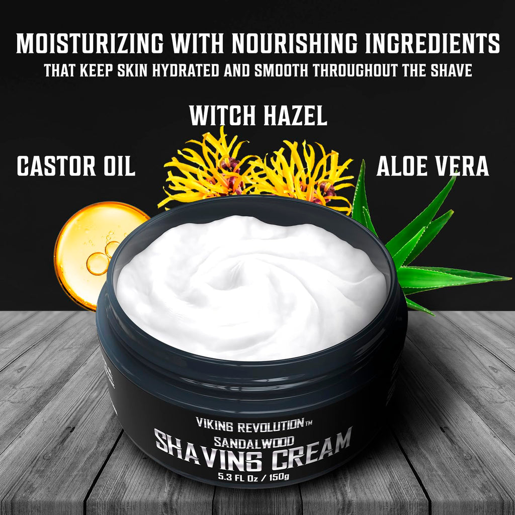 Viking Revolution Luxury Shaving Cream for Men- Sandalwood Scent - Soft, Smooth & Silky Shaving Soap - Rich Lather for the Smoothest Shave - 5.3oz (Pack of 2)