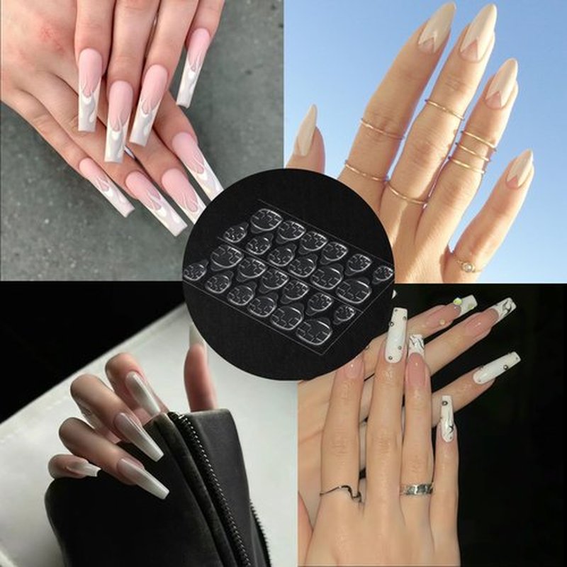 PPAKK 50 Sheets (1200pcs) Double-Sided Nail Adhesive Stickers Breathable Transparent Bendable Fake Nail Glue Fake Nail Tips for Women and Girls