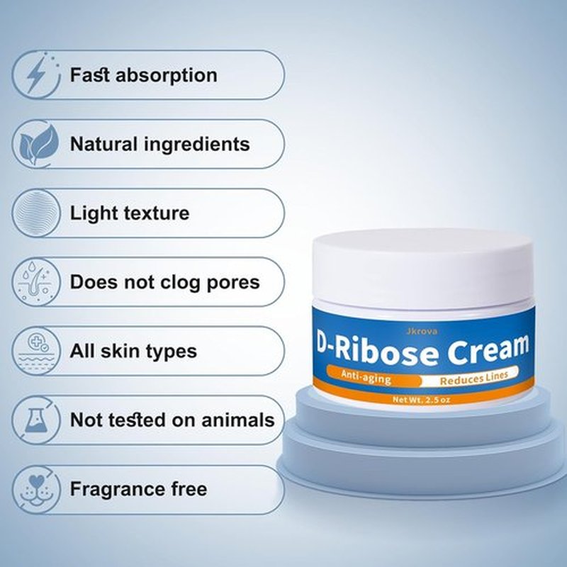 Ribose Cream - Anti-Aging Moisturizer with D-Ribose & Coconut Oil | Tightens & Firms Skin, 2.5 oz