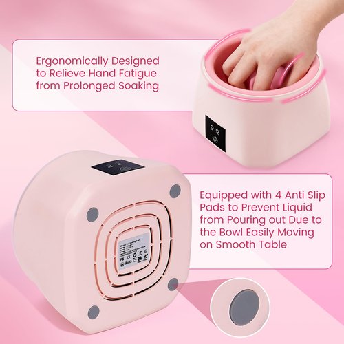 Quaferen Nail Soaking Bowl Heated: 50% Faster Soak Off Gel Polish Dip Powder Remover Bowl- Electric Soak Off Acrylic Nail Remover Manicure Bowls for Salon Home